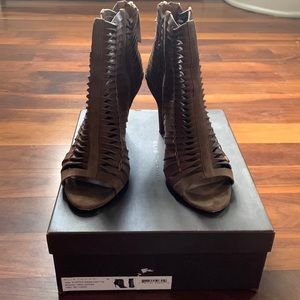 Elie Tahari Peep Toe Woven Booties